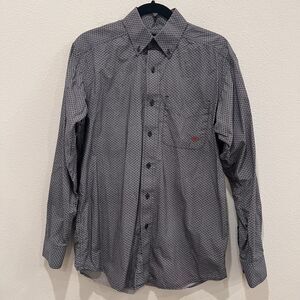 Ariat Shirt Mens Small Blue Geometric Print Long Sleeve Button Down Western